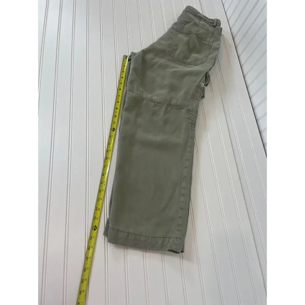 AG Adriano Goldschmied Womens Cargo Pants Khaki Straight Leg Cropped Size 30